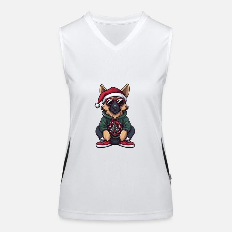 German Shepherd Dog Christmas Comic Cool Women's Functional Contrast Tank Top
