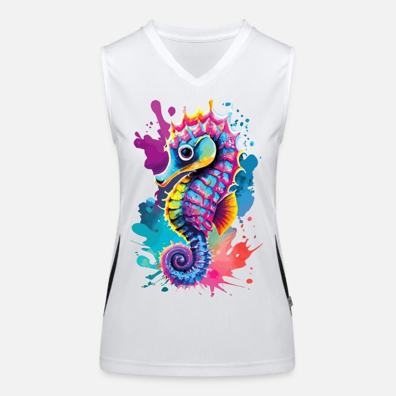 Seepferd Farbenfroh - Hippocampus Seepferdchen Funktionelles Kontrast-Tank Top für Frauen