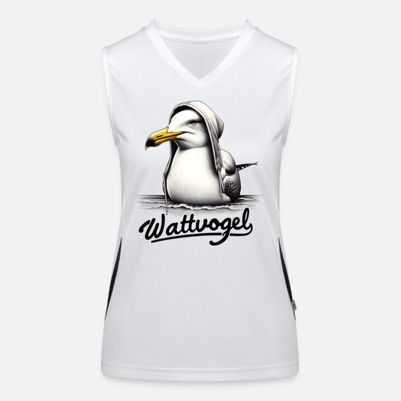 Wattvogel Coole Möwe mit Kapuze Funktionelles Kontrast-Tank Top für Frauen