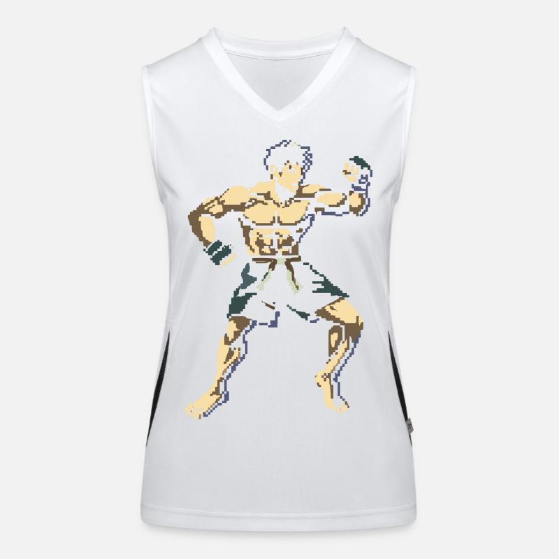 Kickboxer Pixel Grafik Funktionelles Kontrast-Tank Top für Frauen