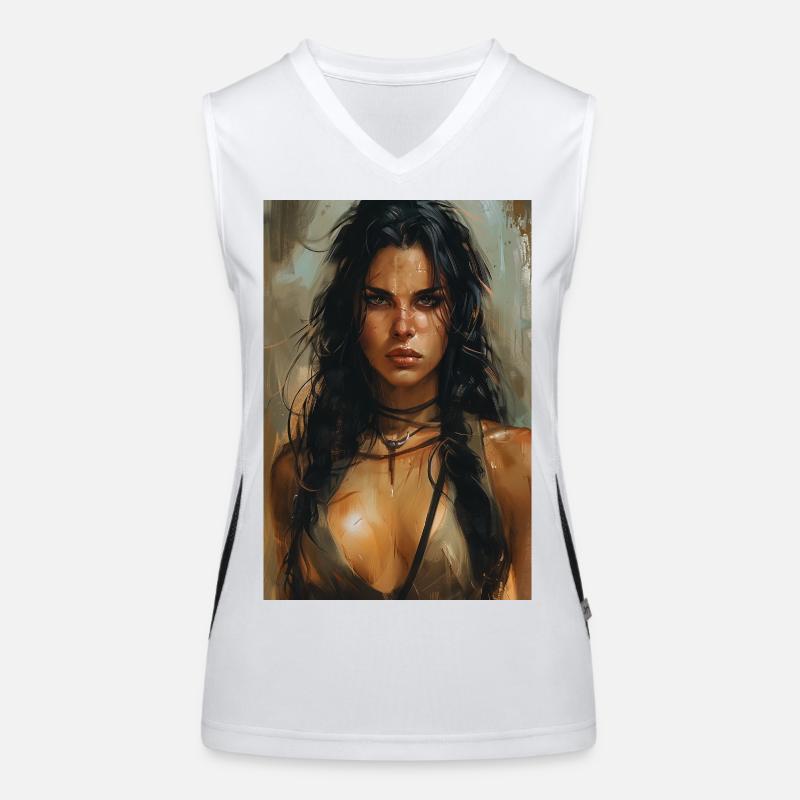 Poster Illustration Kriegerin Funktionelles Kontrast-Tank Top für Frauen