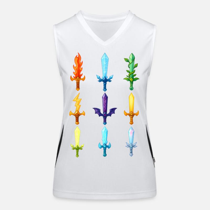 Bunte Fantasy Schwerter Design Funktionelles Kontrast-Tank Top für Frauen