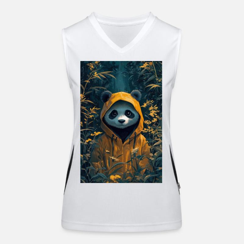 Illustration eines humanoiden Pandas Funktionelles Kontrast-Tank Top für Frauen