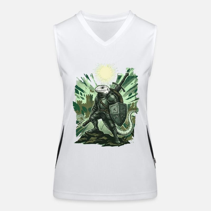 Mittelalterliche Ritter-Echse im Sonnenlicht Funktionelles Kontrast-Tank Top für Frauen