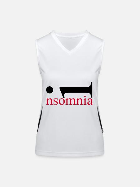 Insomnia. Sleep? What Is That? Mind over Mattress. - Women's Functional Contrast Tank Top - white/black - Front
