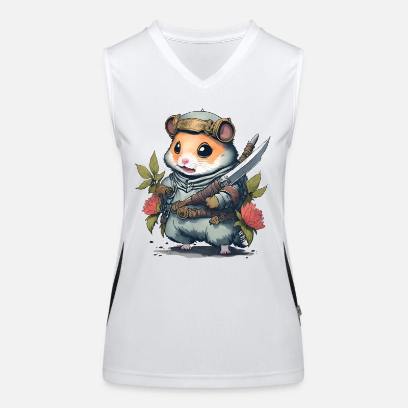 Maître de combat de hamster ninja. Hamsters en mode bataille Débardeur respirant contrasté Femme