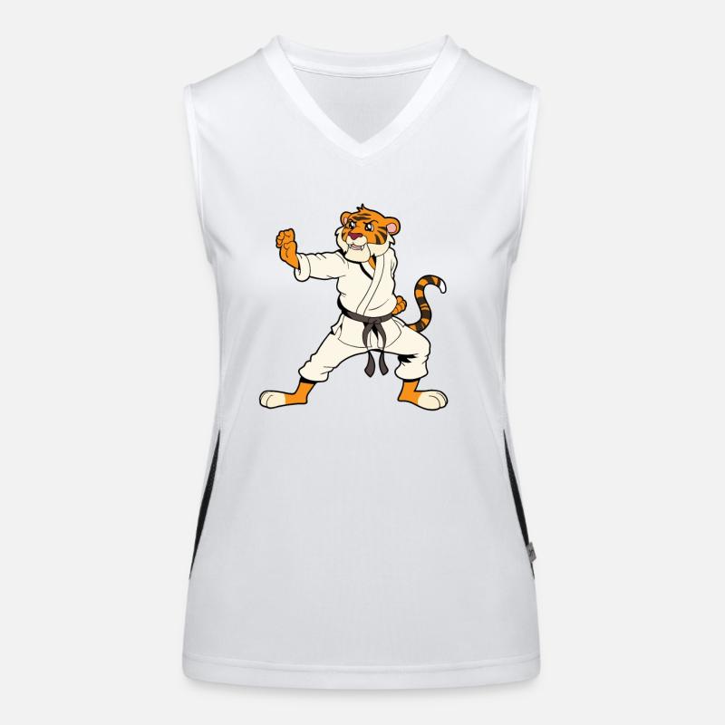 Comic Tiger macht Karate Funktionelles Kontrast-Tank Top für Frauen
