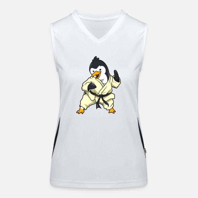 Comic Penguin does karate Women's Functional Contrast Tank Top