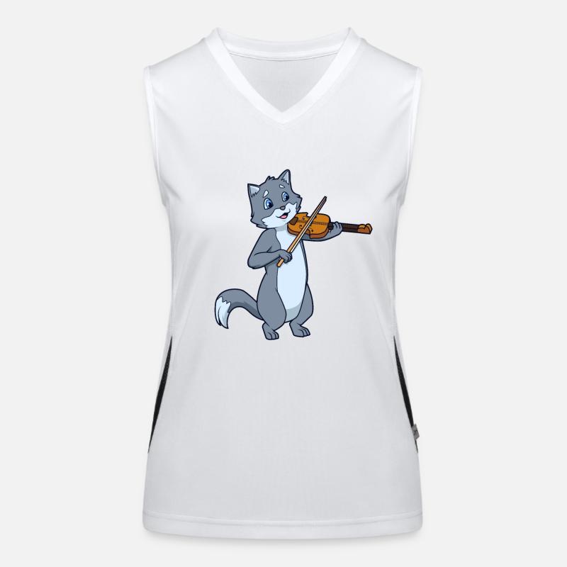 Comic Cat Plays Violin Women's Functional Contrast Tank Top