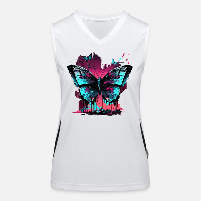 Big Butterfly Vaporwave Women's Functional Contrast Tank Top