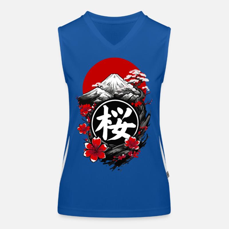 Japanese cherry blossom Women's Functional Contrast Tank Top