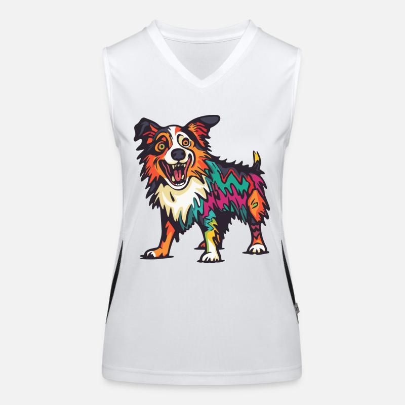 Border Collie Hund Halloween Comic Lustig Funktionelles Kontrast-Tank Top für Frauen