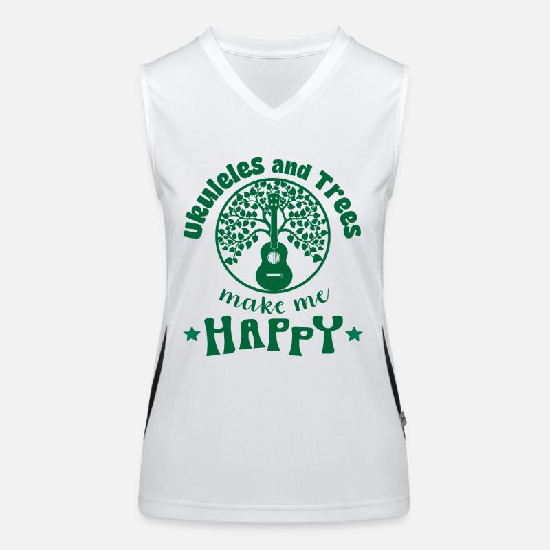 Ukuleles and Trees make me Happy grün Funktionelles Kontrast-Tank Top für Frauen