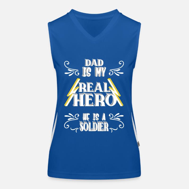 Dad my real Hero, Soldier, Pride, Gift, Women's Functional Contrast Tank Top