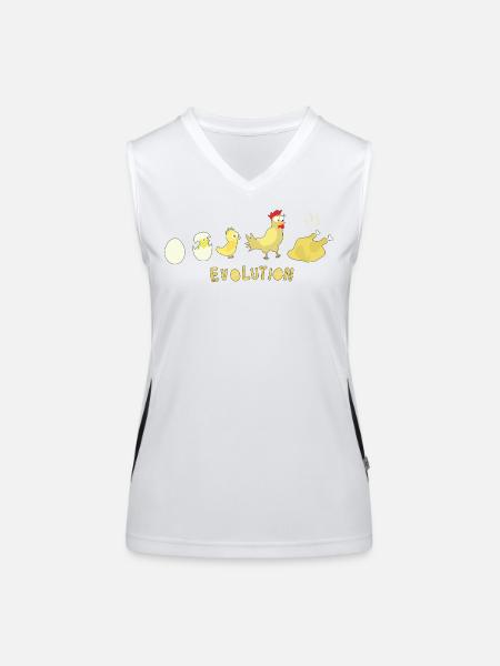 Evolution Egg Chicken Roast Chicken BBQ Barbecue - Women's Functional Contrast Tank Top - white/black - Front