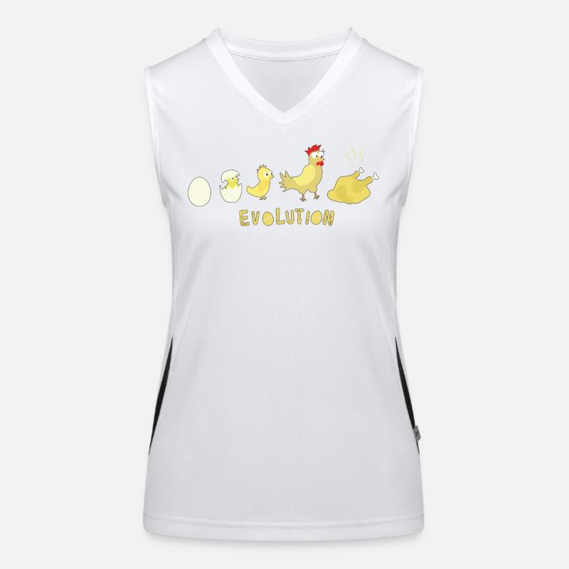 Evolution Ei Huhn Brathähnchen BBQ Barbecue Funktionelles Kontrast-Tank Top für Frauen