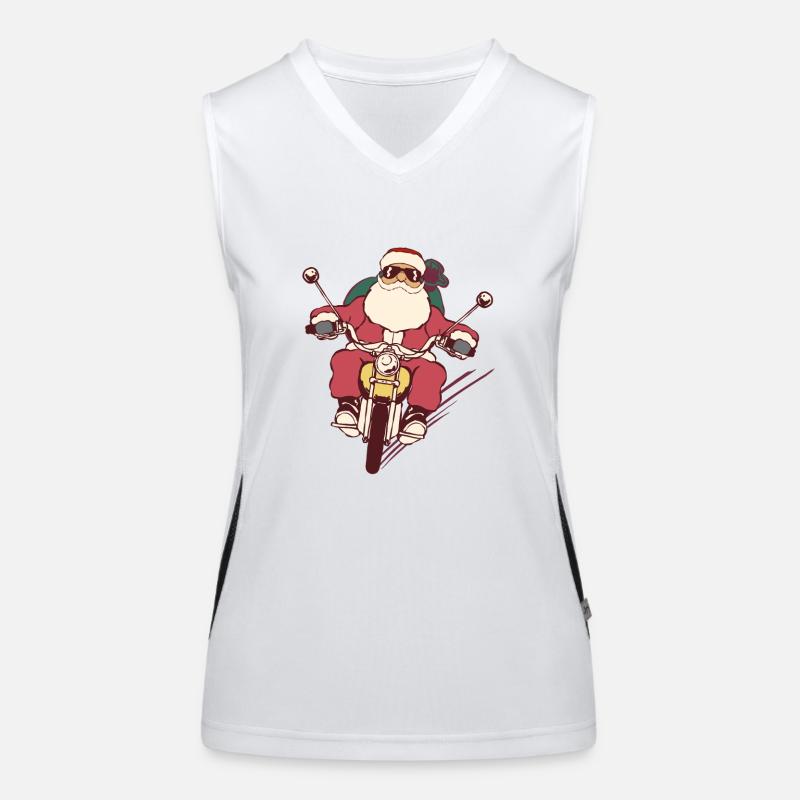 Nikolaus Biker Weihnachtsmann auf Motorrad Funktionelles Kontrast-Tank Top für Frauen