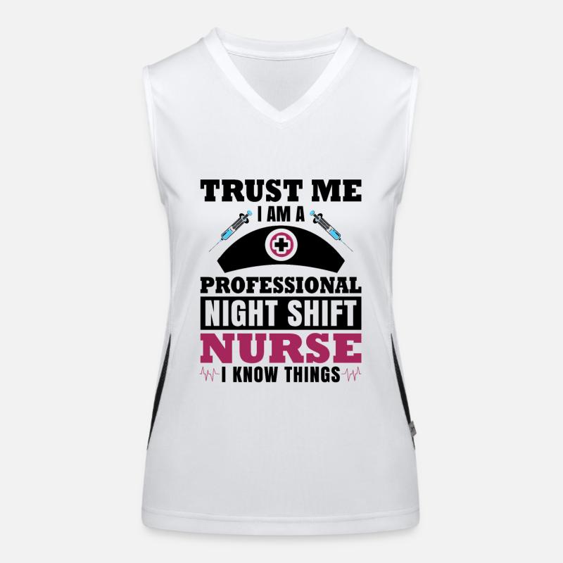Night Shift Nurse I know things Funktionelles Kontrast-Tank Top für Frauen