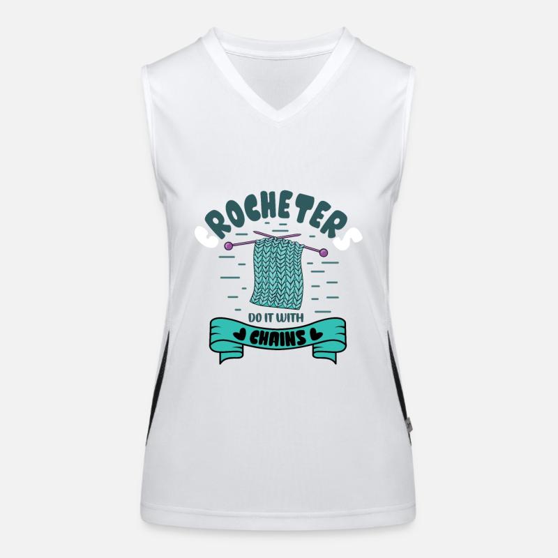 Crocheters do it with chains Funktionelles Kontrast-Tank Top für Frauen