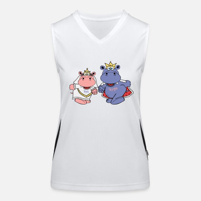 hippo wedding brides groom before gift Women's Functional Contrast Tank Top