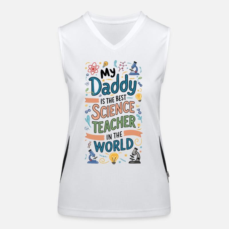 Mein Papa ist der beste Naturwissenschaftslehrer Funktionelles Kontrast-Tank Top für Frauen