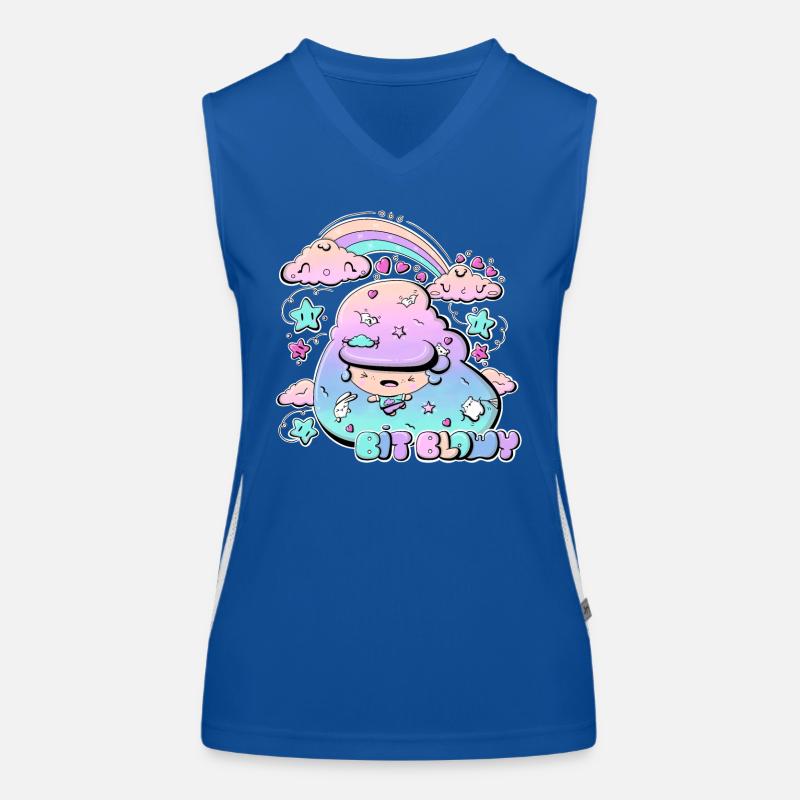 Cute weather bubble head - bit blowy with text Women's Functional Contrast Tank Top