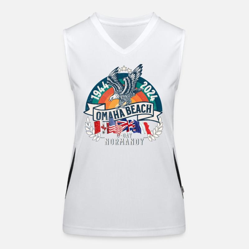 D DAY 80th anniversary Omaha Beach Normandy Women's Functional Contrast Tank Top