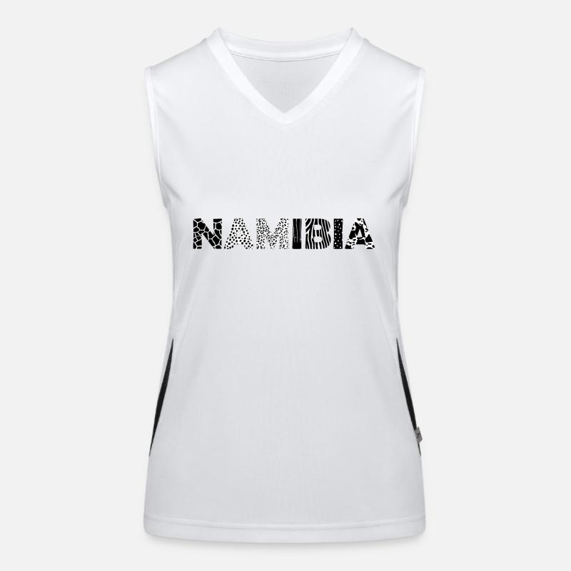 NAMIBIA – Buchstaben mit Tiermuster Funktionelles Kontrast-Tank Top für Frauen