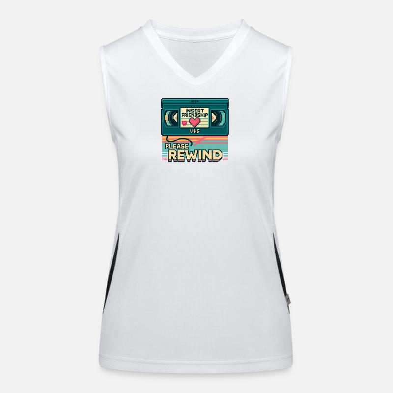 VHS Retro Friendship: Please Rewind Women's Functional Contrast Tank Top