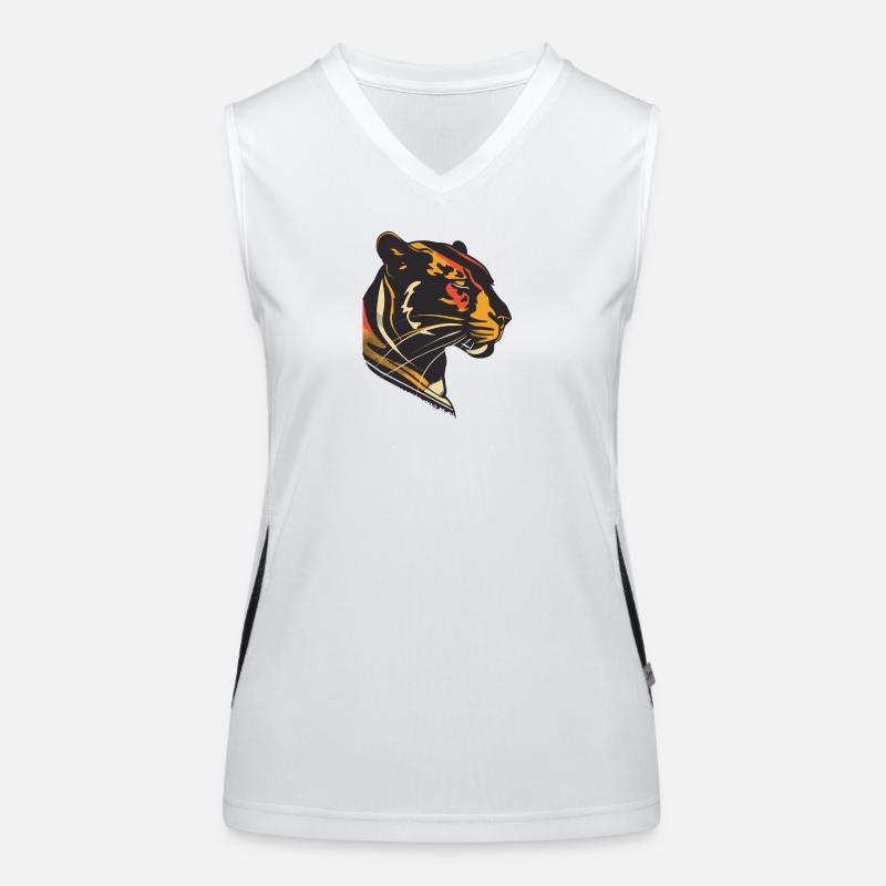 Elegant Panther Silhouette Design Women's Functional Contrast Tank Top