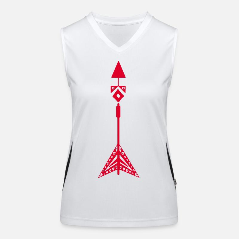 Symbole rouge d'une flèche amérindienne Débardeur respirant contrasté Femme