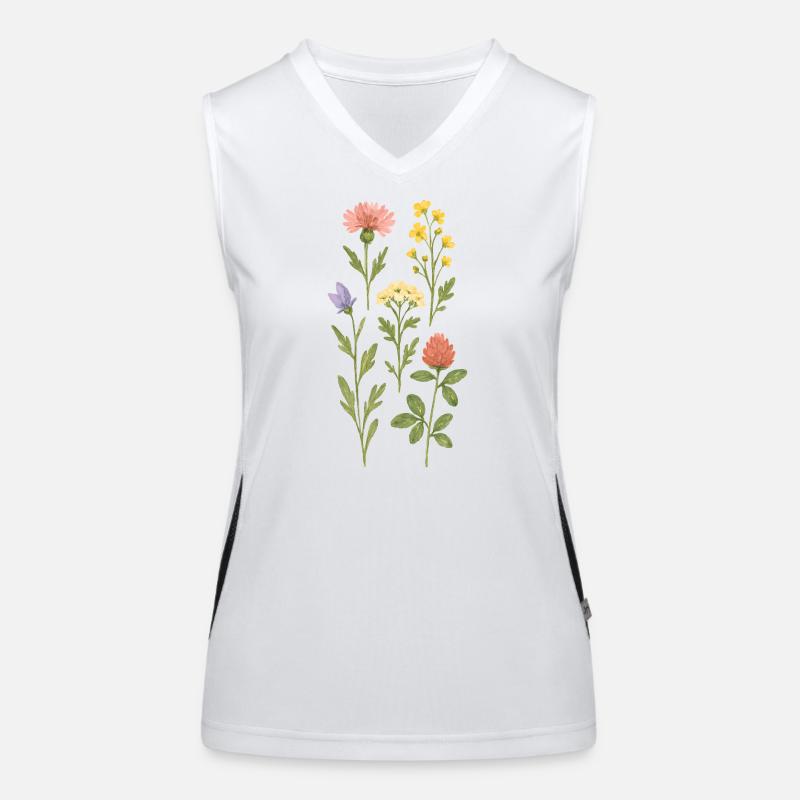 Aquarelle de fleurs sauvages Débardeur respirant contrasté Femme