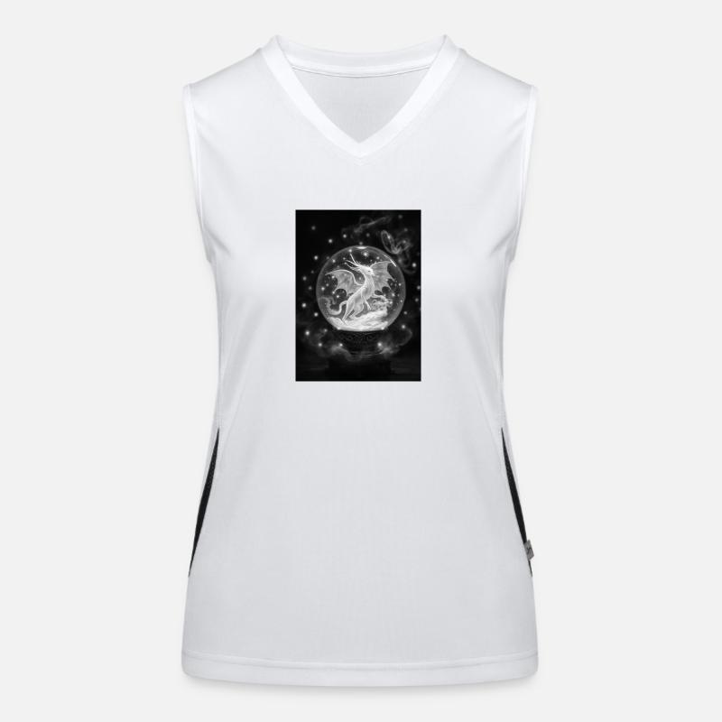 Drache in Glaskugel Funktionelles Kontrast-Tank Top für Frauen