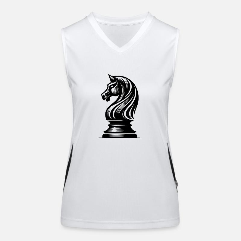 Schachspiel Pferd Schachfigur Springer Zeichnung Funktionelles Kontrast-Tank Top für Frauen