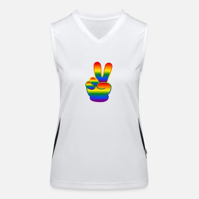 Rainbow Hand Peace Sign Women's Functional Contrast Tank Top