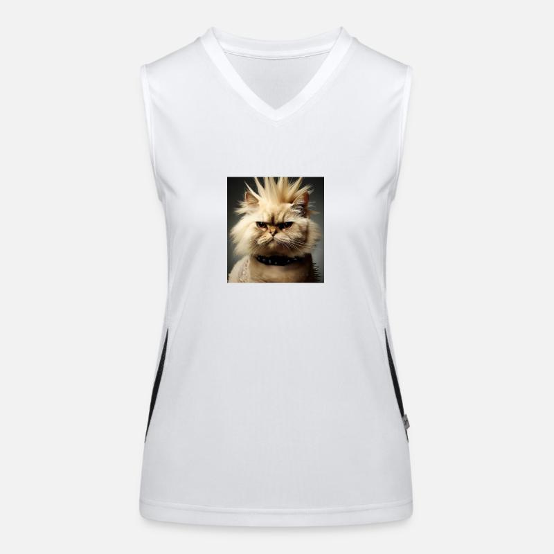 Perserkatze Negan als Punk Funktionelles Kontrast-Tank Top für Frauen