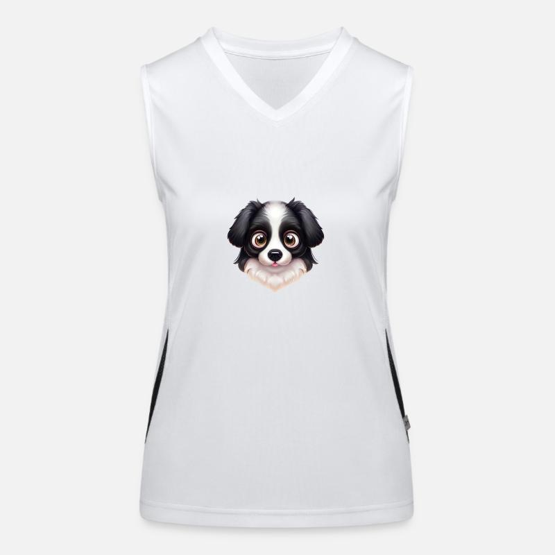 Artistic Border Collie Artwork Women's Functional Contrast Tank Top