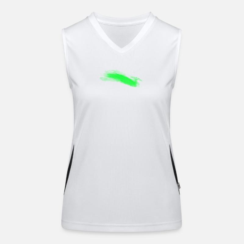 Green Brush Stroke Abstract Women's Functional Contrast Tank Top