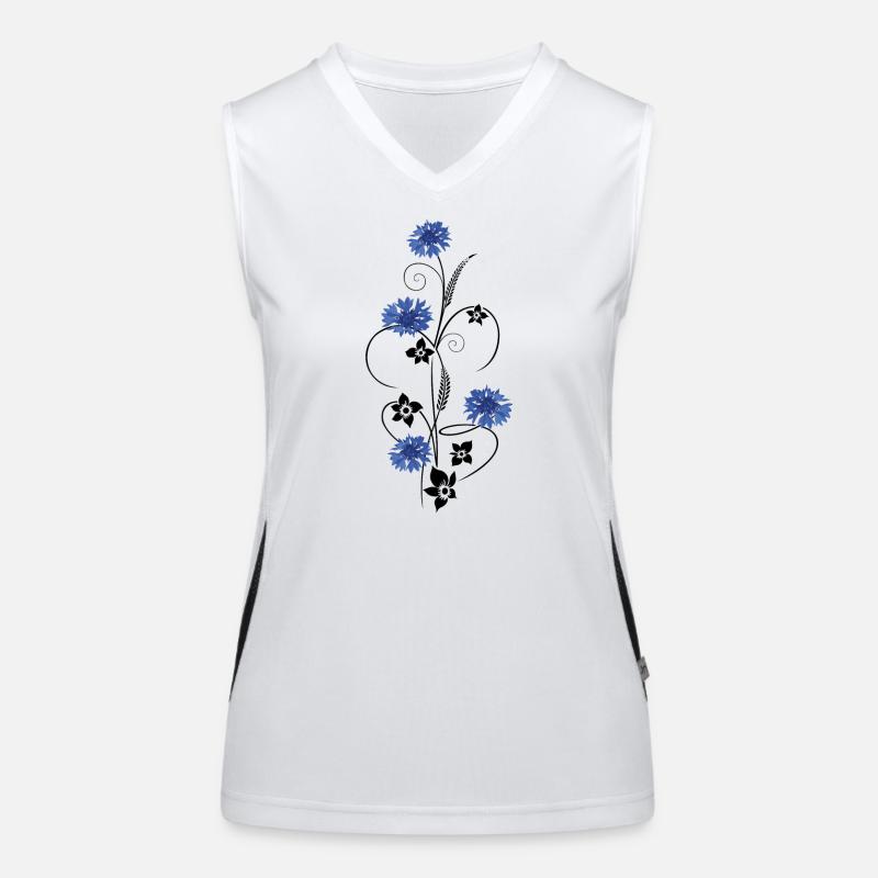 Cornflowers with flowers and grasses Women's Functional Contrast Tank Top