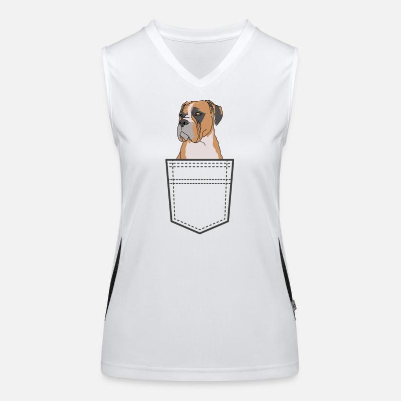 Boxer Dog In Pocket Women's Functional Contrast Tank Top