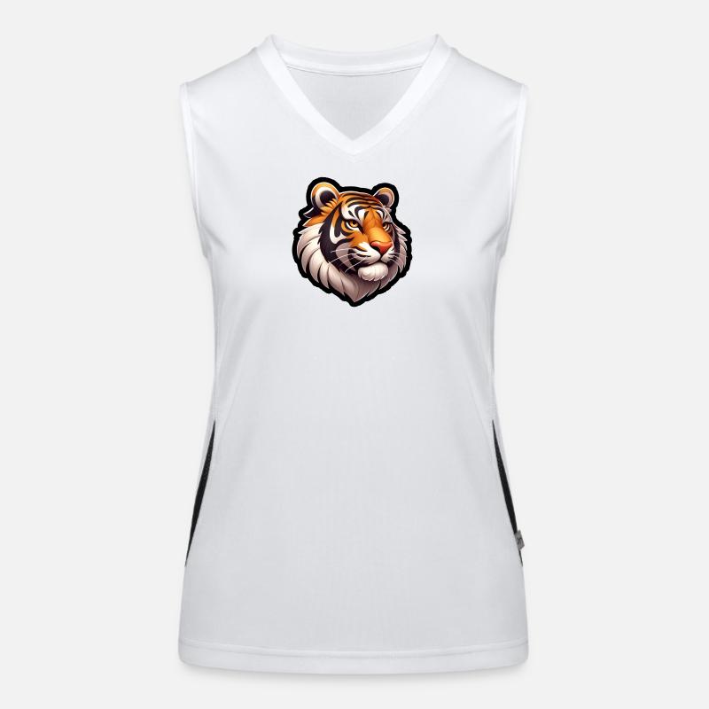 Tiger Kopf Comic Funktionelles Kontrast-Tank Top für Frauen