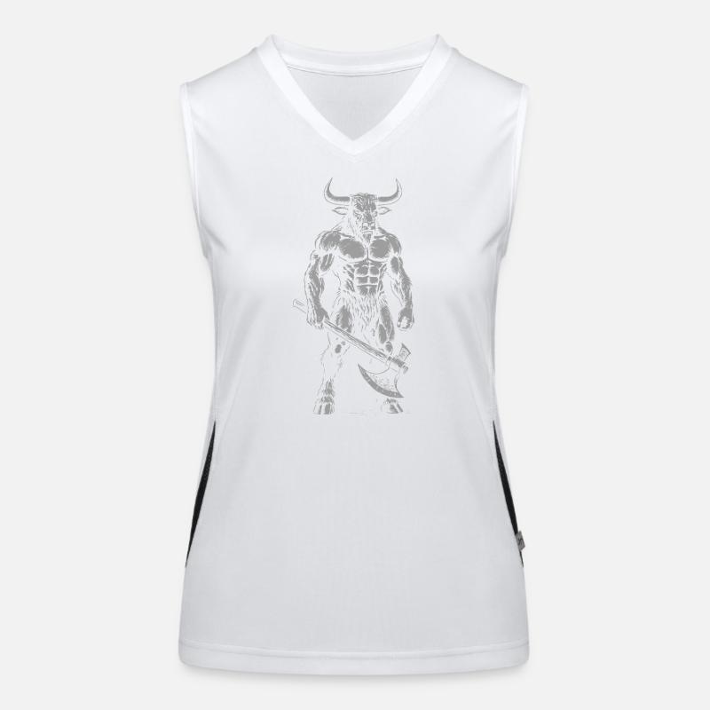 Mythical Minotaur Warrior Illustration Women's Functional Contrast Tank Top