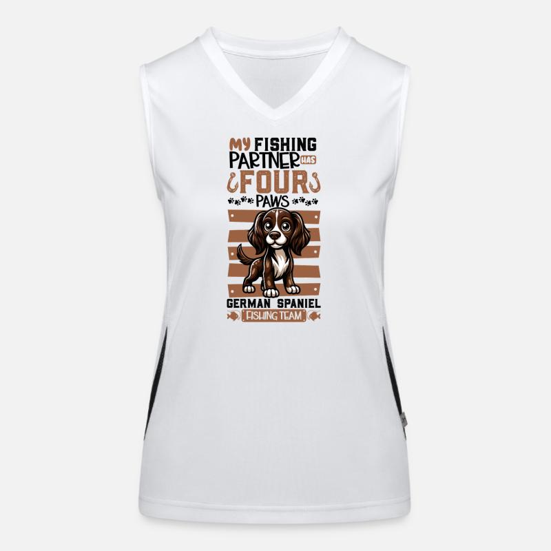 Fishing and German Spitz Women's Functional Contrast Tank Top