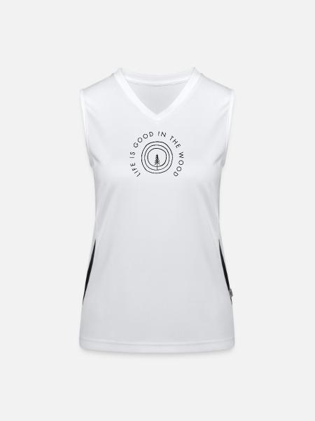 Life is good in the wood - Funktionelles Kontrast-Tank Top für Frauen - Weiß/Schwarz - Vorne