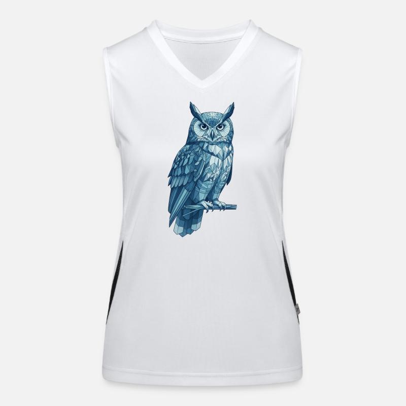 Geometrische Blaue Eule Design Funktionelles Kontrast-Tank Top für Frauen