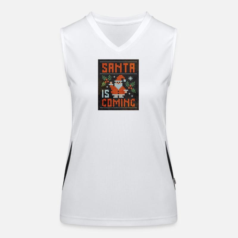 Santa Is Coming Knit Pattern Women's Functional Contrast Tank Top
