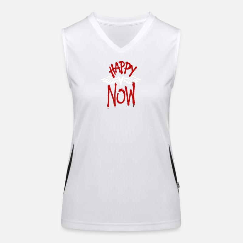 Happy Now Wings Grunge Typography Women's Functional Contrast Tank Top