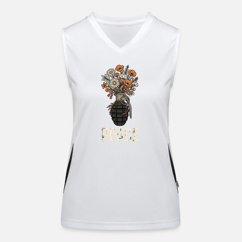 Frieden Blumen Granate Funktionelles Kontrast-Tank Top für Frauen