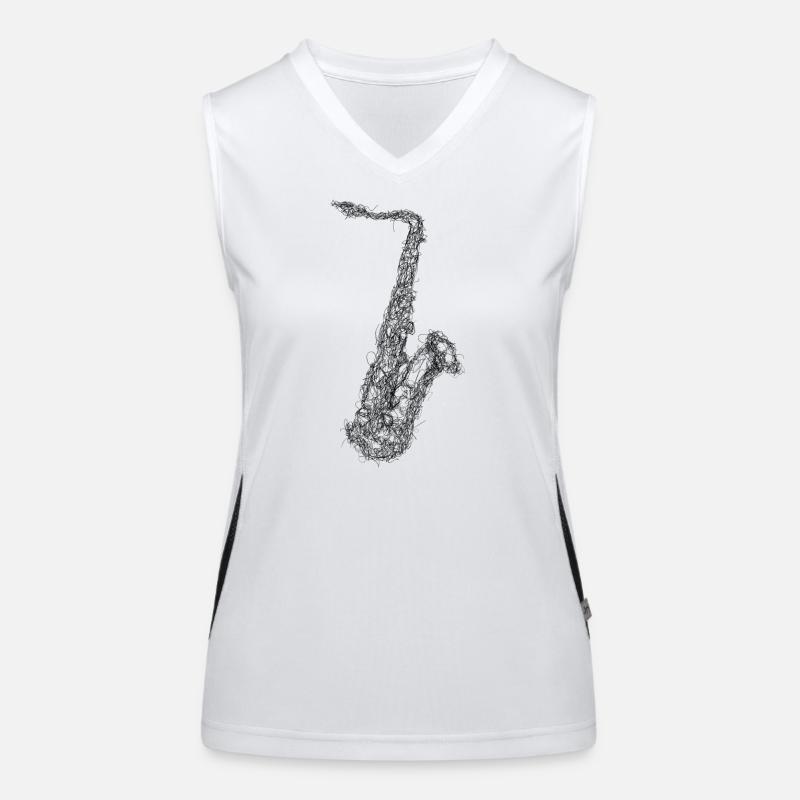 Saxophon Scribble Funktionelles Kontrast-Tank Top für Frauen
