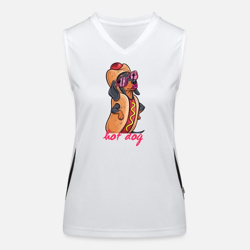 Teckel à la mode comme hot-dog Débardeur respirant contrasté Femme